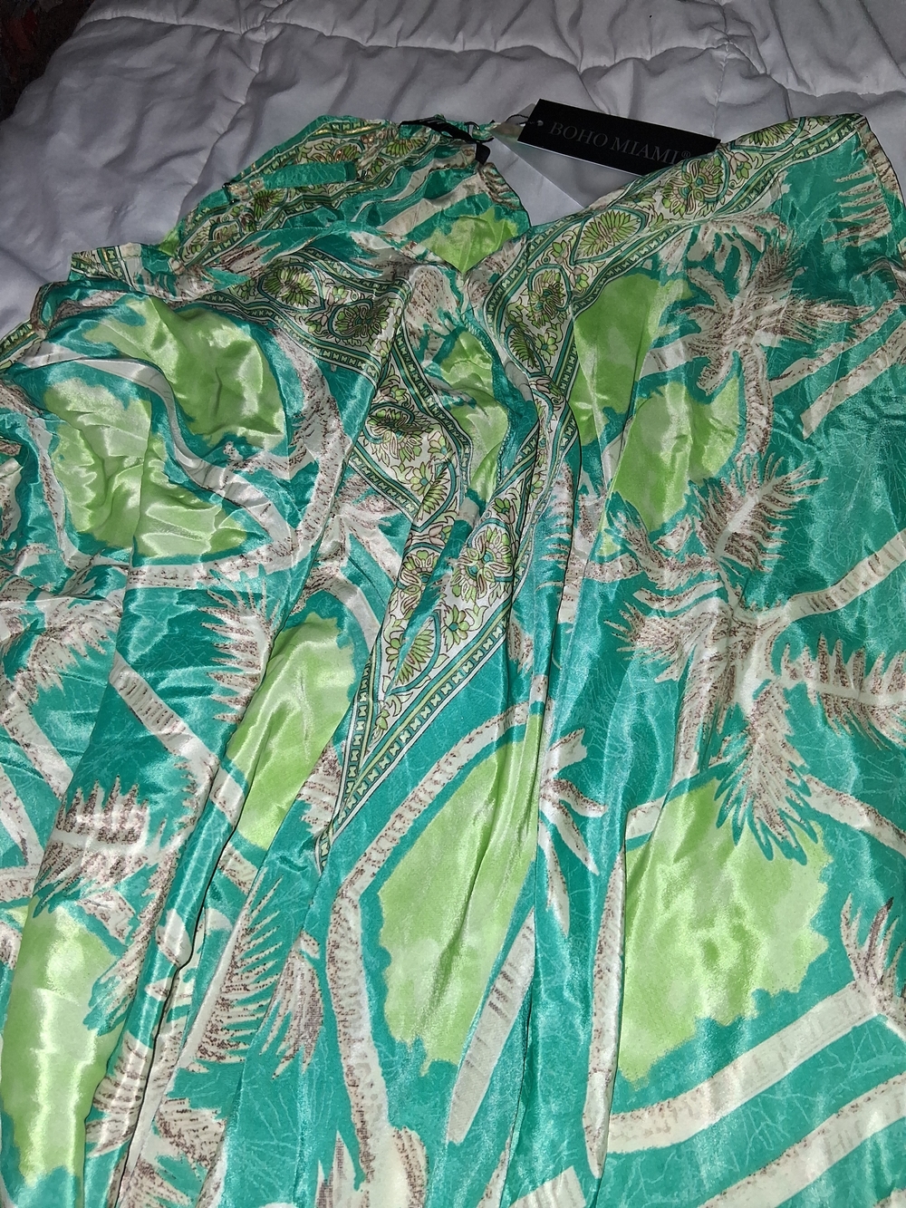 Green Palm-Print Maxi Dress